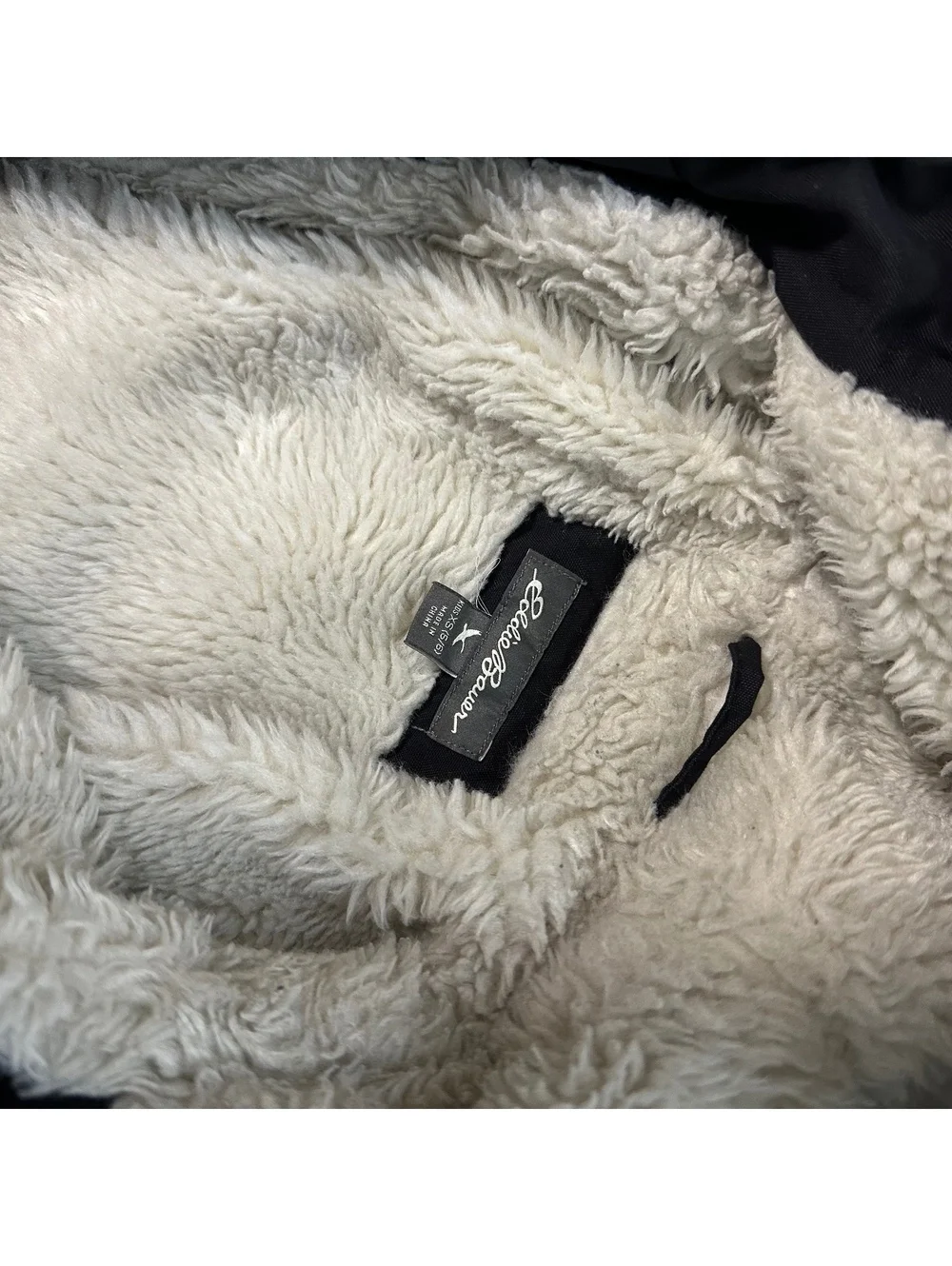 Eddie Bauer black kids coat sherpa lined hood XS